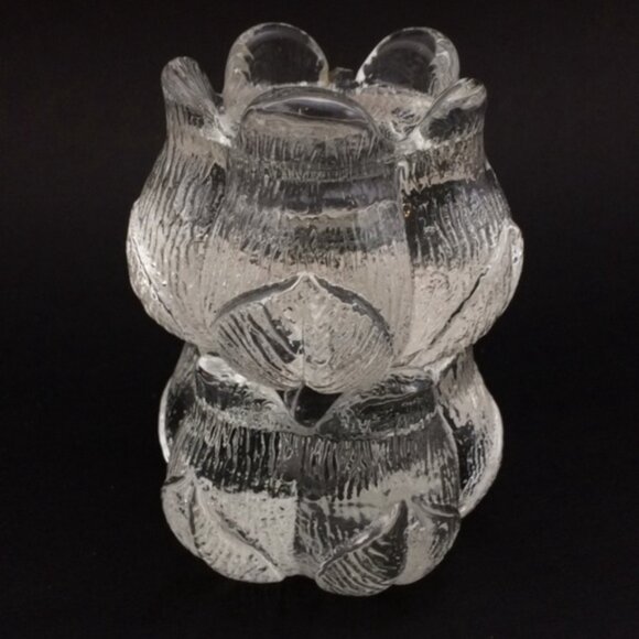 2 Clear Glass Tulip Rose Bud Flower-Shaped Candle Holders Taper Tea Lights - Picture 13 of 13